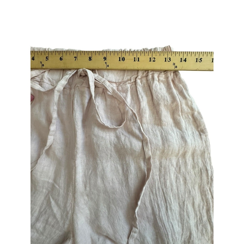 Meo Meli Women's 100% Italian Linen Wide Leg Pants S Pink Elastic Waist #EF8-8 - Picture 5 of 8